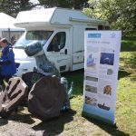 An inflatable dinosaur drawing attention to an OGT poster at Countryfile Live, Blenheim Palace, August 5th 2017